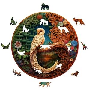 Vibrant Bird and Floral Wooden Puzzle